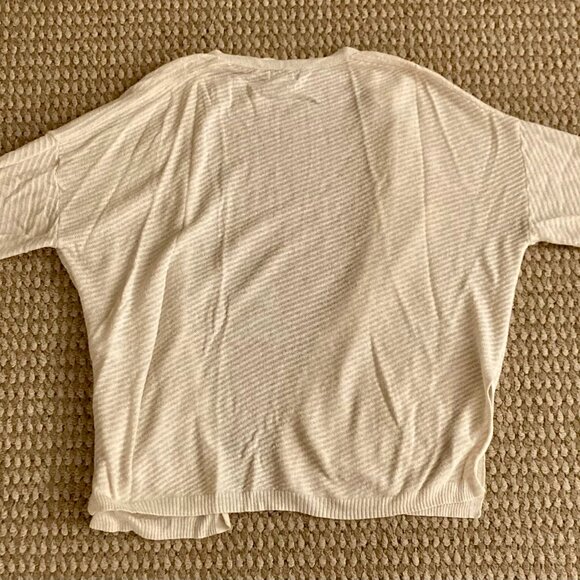 Old Navy Womens Open Front Cardigan Sweater Short Sleeve Pockets Size L Ivory - Picture 4 of 4